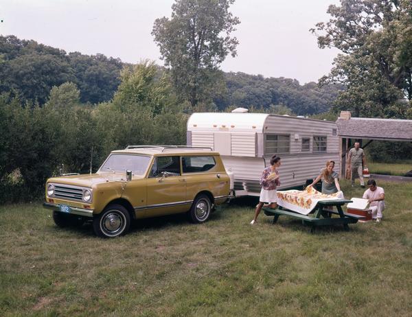 1972 Picnic with International Scout II Pickup and Camper