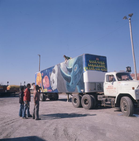 1975 International Truck Trailer with Mural of Endangered Animals