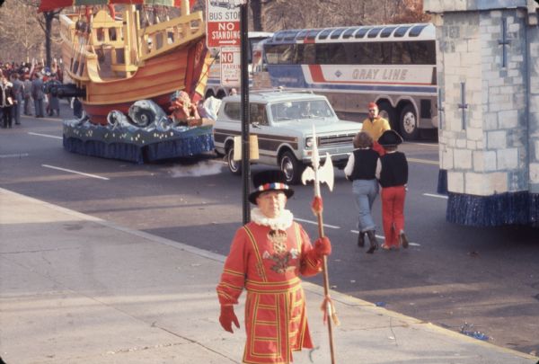 1976 International Scout + Man in Costume in Thanksgiving Parade