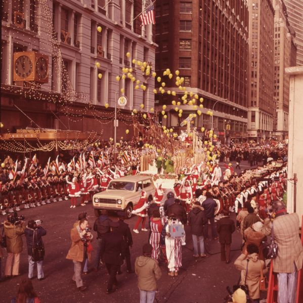1976 International Scout Truck Towing Santa Claus Float in Parade