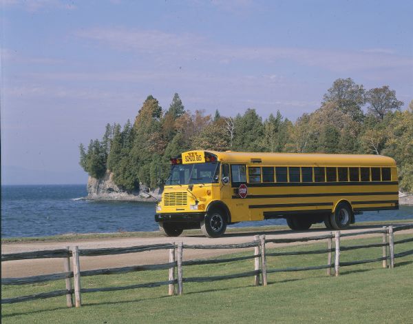 1989 IH School Bus on Coastal Road