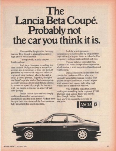 Lancia BETA Coupe Advertising