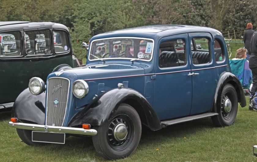 Austin Twelve 'New Ascot' 1937.  In 1937 the Austin 12/4 was restyled with a cowled radiator and more rounded bodywork.  Only a 4-cylinder 1525cc side valve engine was offered, the 12/6 being dropped.