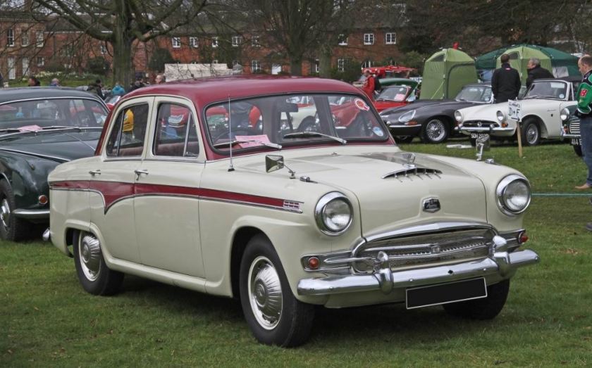 Austin A95 Six. Launched in September 1956 the A95 superceded the A90 and was given a revised body without the 'cow hips' boot, and with a new grille.  The 2,639cc six cylinder engine was upgraded to 92bhp.  28,000 were sold until the A99 Westminster replaced it