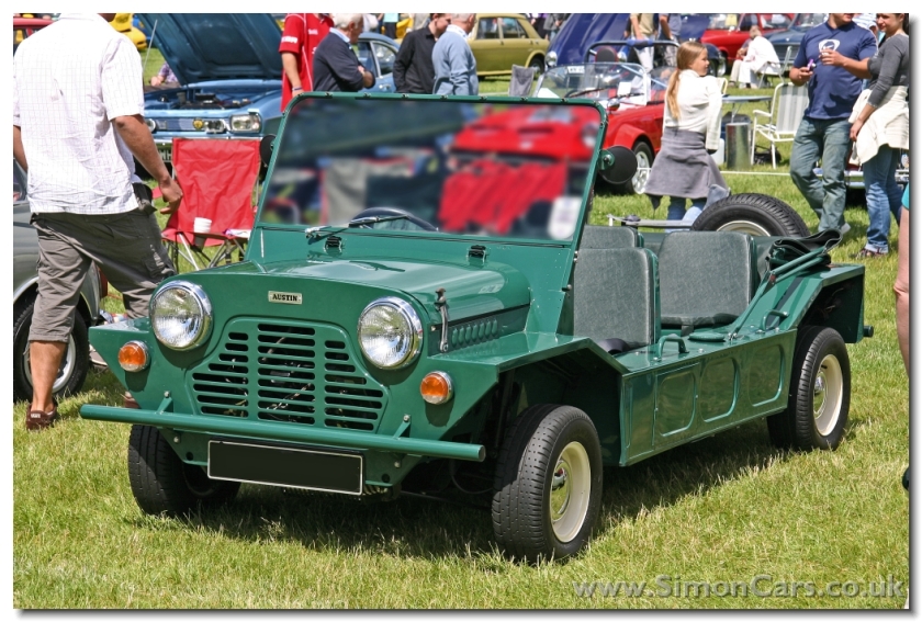 Austin Mini Moke.  The Mini Moke was designed by Alec Issigonis and intended for the British Army as a  lightweight vehicle that could be dropped from aircraft.  The military did not take to the Moke and it 1964 it was launched as a recreational vehicle to the general public.