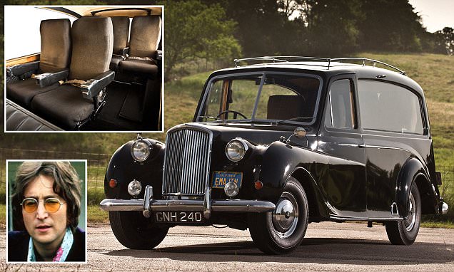 Ex-John Lennon 1956 Austin Princess, A 60-year-old Austin Princess hearse with aircraft seats fitted by its previous owner JOHN LENNON is expected to fetch £250,000 at auction. See SWNS SWLENNON;  The Beatles legend used the British car as his personal limousine after buying it secondhand in August 1971. Records show the car was registered in the name of John Ono Lennon to 3 Savile Row, which was the Mayfair address of The Beatles.
