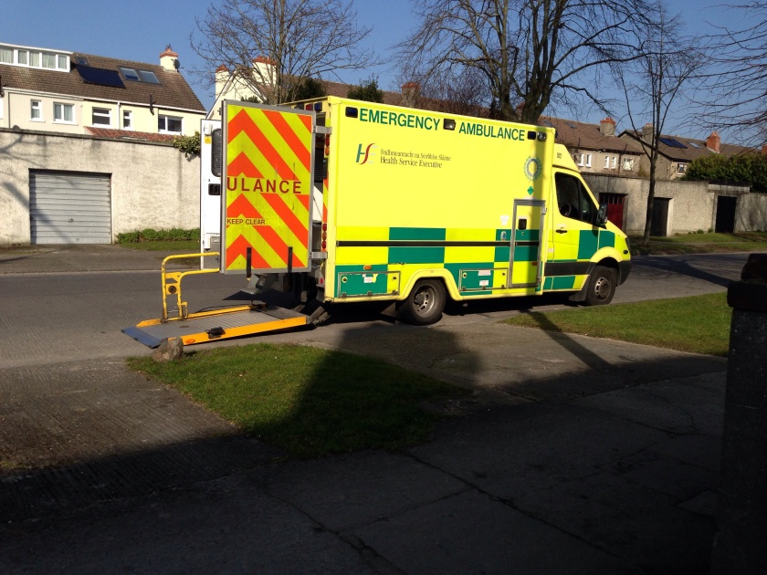 HSE NAS Emergency Ambulance at a scene in Dublin