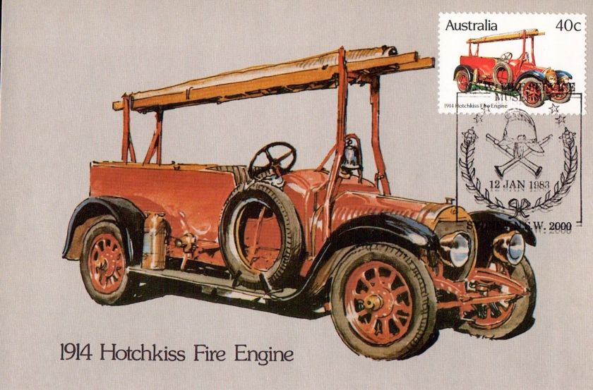1914 D9136mkk Australia maxicard ASPC148 1983 Fire Engines 1914 Hotchkiss postcard