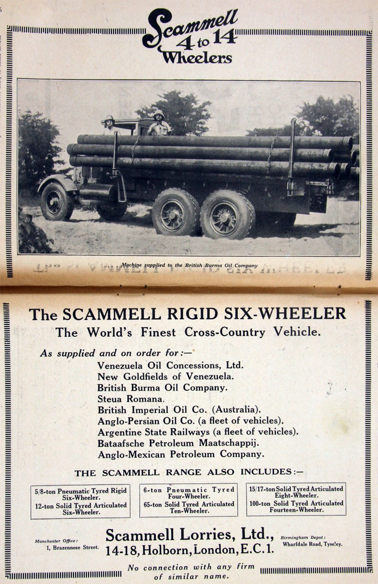 1930 Scammel Rigid six-wheeler ad