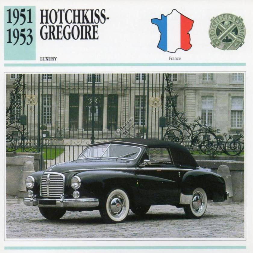 1951-1953 HOTCHKISS GREGOIRE Classic Car Photograph