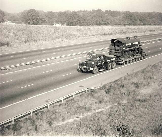1978 Scammell Contractor hauling an LSWR S15 class steam locomotive from Barry Scrapyard (South Wales) for preservation at the Bluebell Railway (East Sussex)