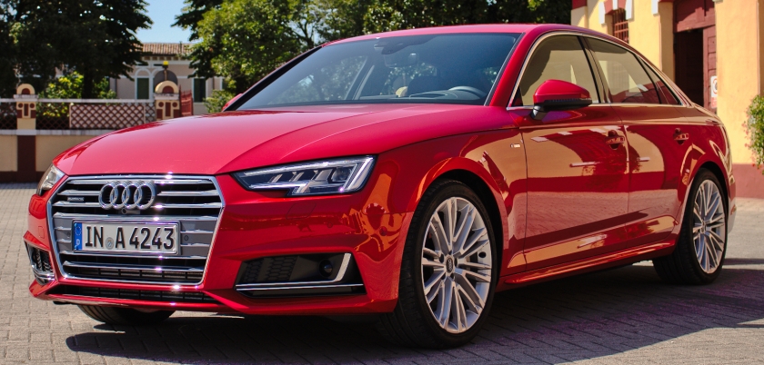 2015 Audi A4 B9 3.0 TDI quattro V6 200 kW S line Tango Red Front View