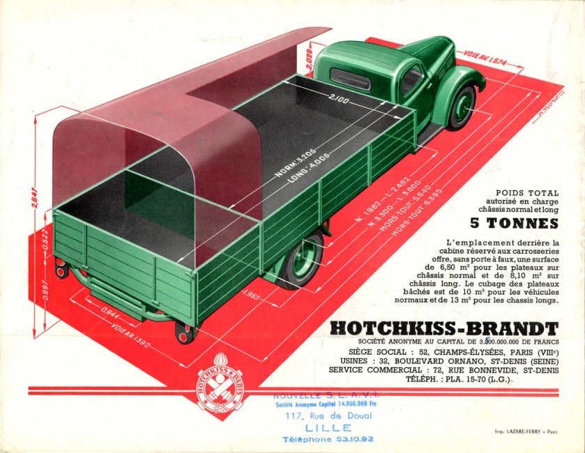 Catalogue camions HOTCHKISS - Brandt DH 50, PL 50 et PL 50-6 (avec cachet