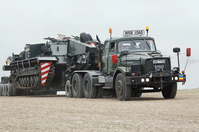 Scammell Contractor hauling a Conqueror ARV2 FV222 Tank Recovery Vehicle