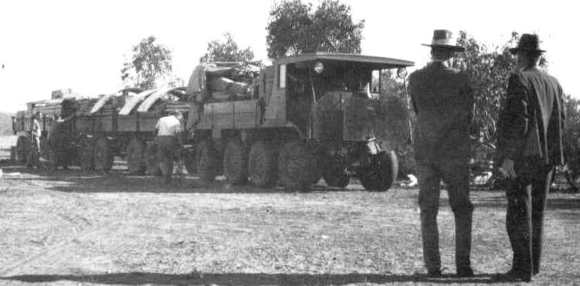 1934 The Reverend John Flynn Inspects The Aec Roadtrain Shortly After Its Arrival Into Alice Springs In 1934
