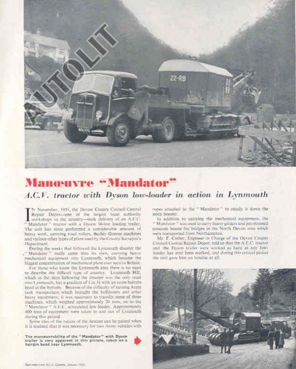 1953 AEC Mandator Truck &amp; Crawler Shovel Brochure