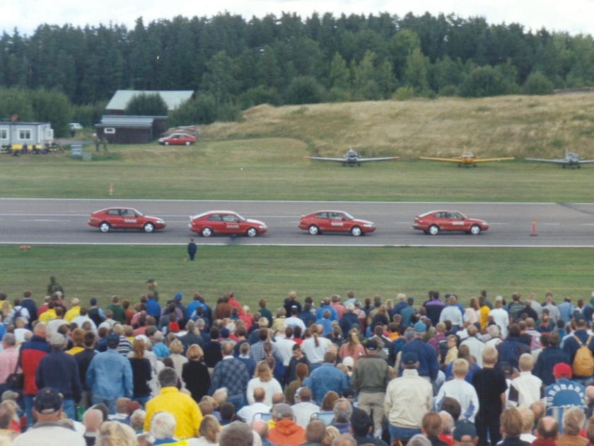 1997 Saab Performance Team at Linköping (Saab 91 Safirs in background)