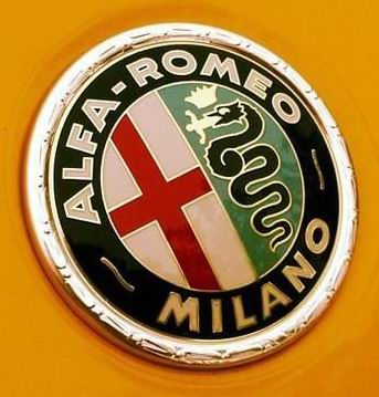 Alfa Romeo logo on yellow